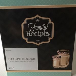 NWT Recipe Binder, HC w/tabs, cards & card pages